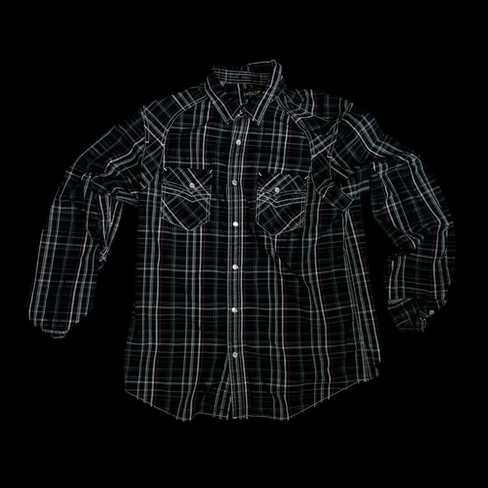 Emo Grunge Helix Black and white plaid button-up shirt